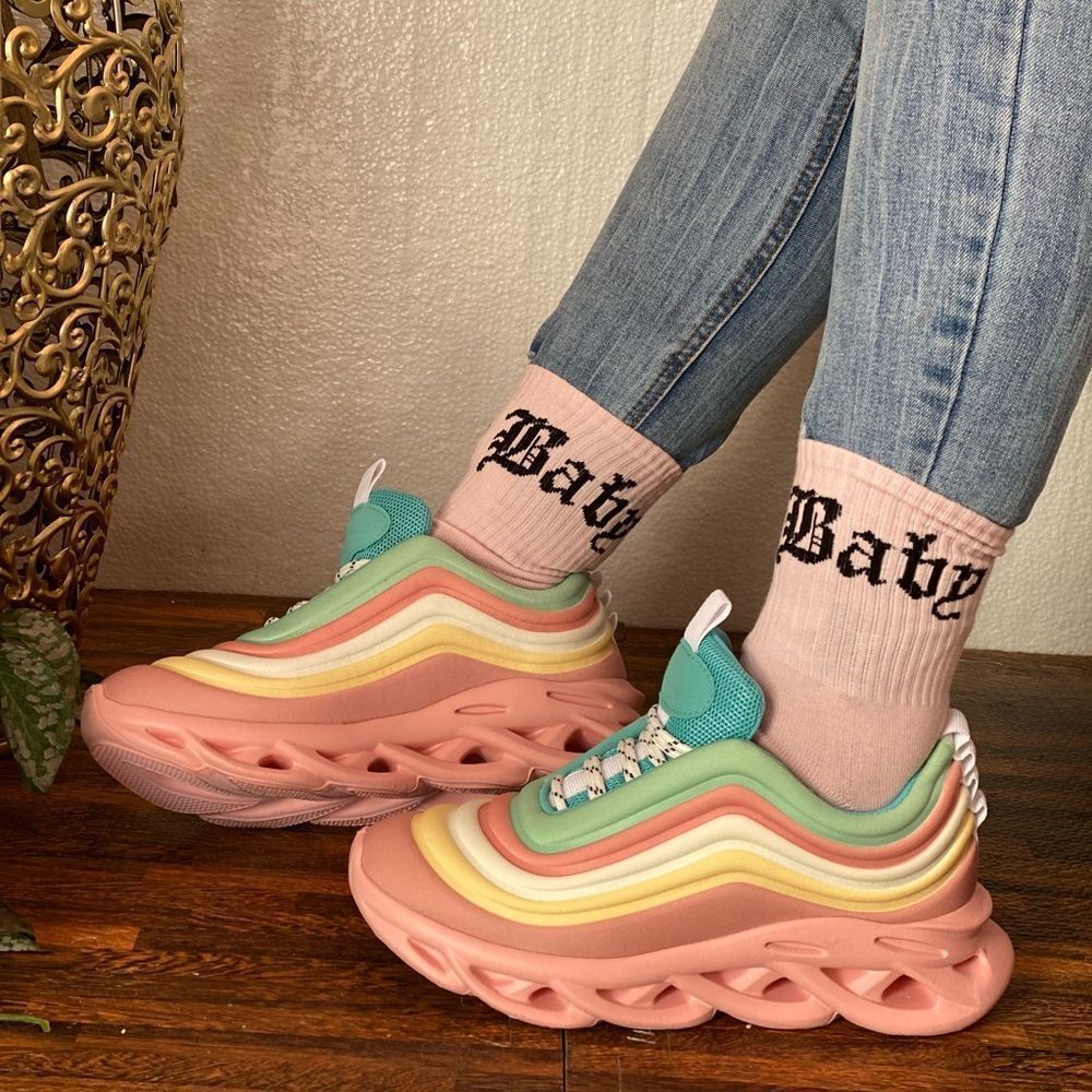 Pastel Multi Color High Rise Sneakers - Picture 5 of 5